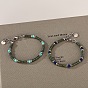 Pulseras redondas de piedras preciosas y cuentas de acero inoxidable para hombres y mujeres, color acero inoxidable