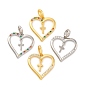Латунные микро проложить кубического циркония подвески, долговечный, без свинца и без кадмия, сердце с крестом