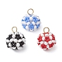 3Pcs 3 Colors Glass Seed Beaded Round Pendants, with Glass Pearl Round Bead and 304 Stainless Steel Flat Head Pins