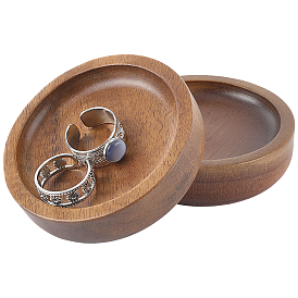 Плоский круглый поднос для драгоценностей из дерева, держатель органайзера для ювелирных изделий