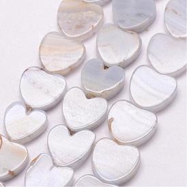 De encaje azul hebras naturales ágata, corazón