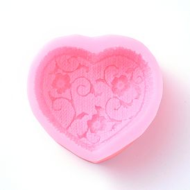 Food Grade Silicone Molds, Fondant Molds, For DIY Cake Decoration, Chocolate, Candy, UV Resin & Epoxy Resin Jewelry Making, Heart with Flower