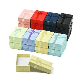 24 шт. 8 цветные прямоугольники с бантом, бумажные коробки для хранения колец