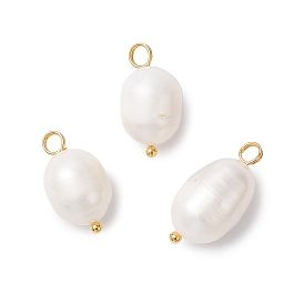 Подвески из натурального пресноводного жемчуга, рисовые подвески с латунными петлями, цветочный белый