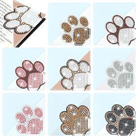 DIY Paw Print Bookmark Diamond Painting Kit, Including Resin Rhinestones Bag, Diamond Sticky Pen, PU Leather, Tray Plate and Glue Clay