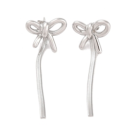 304 Stainless Steel Stud Earrings for Women, Bowknot