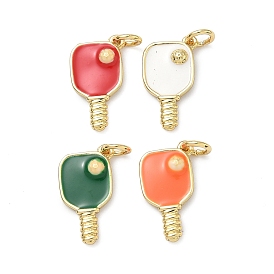 Латунные подвески, талисманы для пиклбола, с эмалью, без кадмия и без свинца, стойки покрытие, долговечный, с целью перехода в кольце, реальный 18 k позолоченный