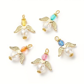 Acrylic & Glass Pendant Decotrations, with Alloy Wings and Iron Findings, Agnel, Golden