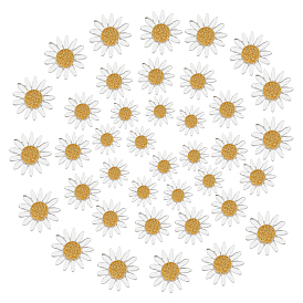 45Pcs 3 Sizes Transparent Resin Cabochons, with Golden Foil, Chrysanthemum