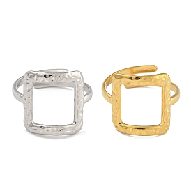 304 Stainless Steel Adjustable Ring for Women, Square