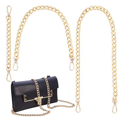 3 Strand 3 Style Bag Strap Chains, with Aluminum Curb Link Chains and Alloy Swivel Clasps