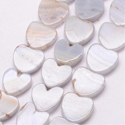 De encaje azul hebras naturales ágata, corazón