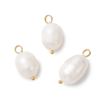 Подвески из натурального пресноводного жемчуга, рисовые подвески с латунными петлями, цветочный белый