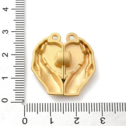 Spray Painted Alloy Enamel Magnetic Clasps, Hand with Heart, Gold