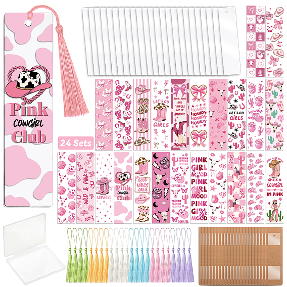 Наборы для изготовления закладок своими руками, включая закладки из крафт-бумаги для показа карточек, украшения полиэстер кисточкой, акриловые закладки-подвески и наклейки