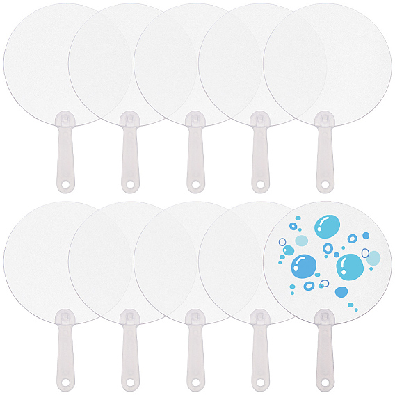 50шт. прозрачный пустой ручной веер, самодельный пластиковый вентилятор, круглые