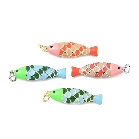 Латунные подвески, рыбы прелести, с эмалью, без кадмия и без свинца, стойки покрытие, долговечный, с целью перехода в кольце, настоящий 18k позолоченный/платиновый