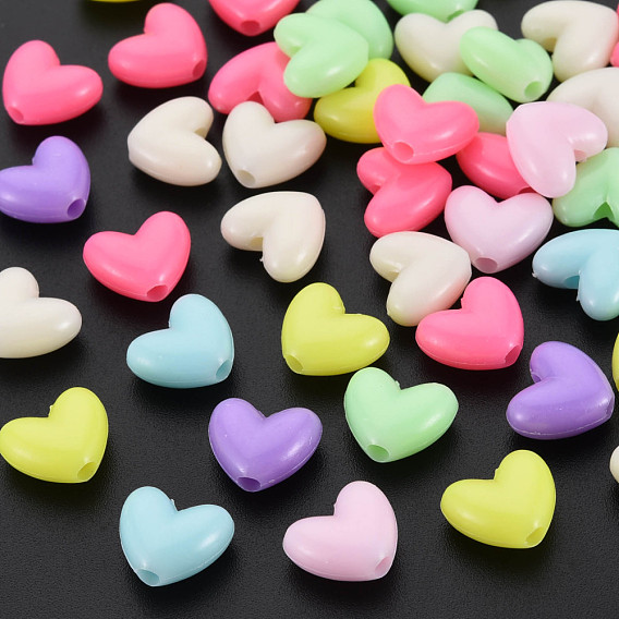 Opaque Polystyrene Plastic Beads, Heart