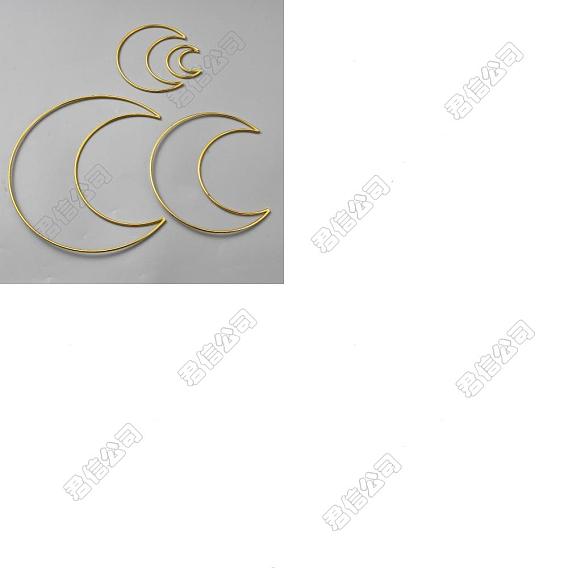 4Pcs 4 Sizes Christmas Theme Iron Links Ring, Wreath Macrame Hoop Rings, Golden