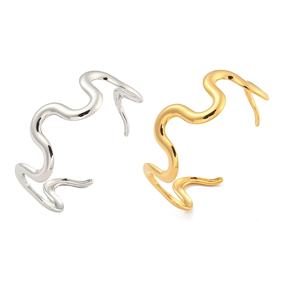 304 открытые браслеты-манжеты из нержавеющей стали, волнистая кольцо