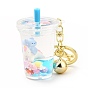 Acrylic Cup Keychain, with Zinc Alloy Lobster Claw Clasps, Iron Key Ring and Brass Bell
