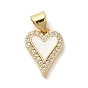 Brass Micro Pave Clear Cubic Zirconia Pendants, with Enamel, Heart Charm