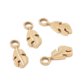 Ion Plating(IP) 304 Stainless Steel Pendants, Leaf