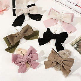 Fluffy Bowknot Claw Hair Clips for Women, with Plastic Findings