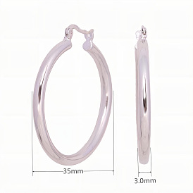 925 Silver Hollow Tube Hoop Earrings - Minimalist, Vintage, Fashionable Ear Jewelry.