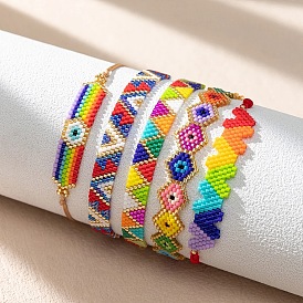 Adjustable Bohemian Heart Woven Bracelet - Miyuki Triangle Handmade Fashion Jewelry