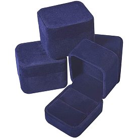 Square Velvet Ring Jewelry Boxes, with Plastic