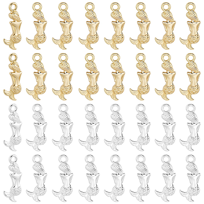 60 шт 2 цвета подвески из сплава, русалка