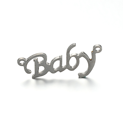 304 Stainless Steel Pendants, Word Baby, 12x21x1mm, Hole: 1mm