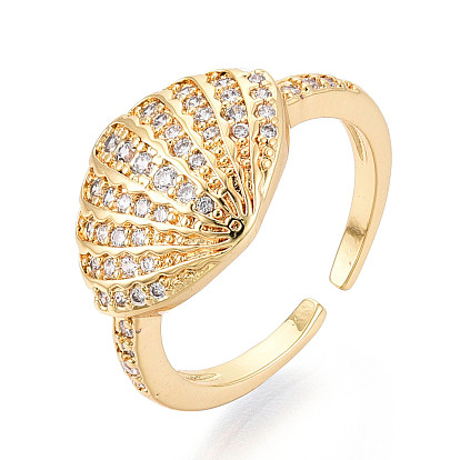 Латунные микропаве кубические цирконии регулируемые открытые манжеты кольца для женщин, без кадмия и без свинца, гребешок
