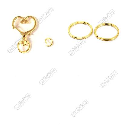 DIY Jewelry Making Findings Kits, including Alloy Heart Swivel Clasps, 304 Stainless Steel/Iron Split Key Rings