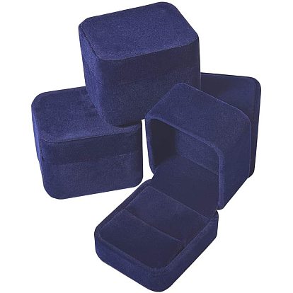 Square Velvet Ring Jewelry Boxes, with Plastic