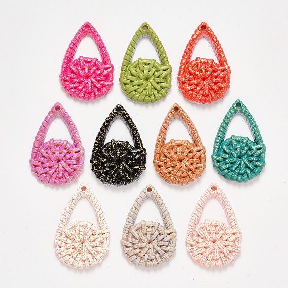 Подвески из смолы, имитация тканого ротанга, слеза