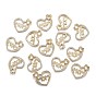 Brass Micro Clear Cubic Zirconia Pendants, Long-Lasting Plated, for Mother's Day, Heart with Word Mom