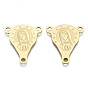 201 Stainless Steel Chandelier Component Links, 3 Loop Connectors, Oval with Virgin Mary, Rosary Center Pieces