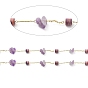 Natural Amethyst Chips & Column Beaded Chains, with Brass Findings, Soldered, with Spool