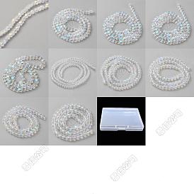 800pcs 10 styles ab couleur plaquée perles de verre électrolytiques brins, cube à facettes et rondelle