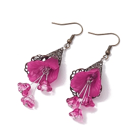 Acrylic Dangle Earrings, with 3Brass Earring Hooks, Jewely for Women, Flower
