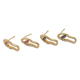 Cubic Zirconia Slippers Stud Earrings, Real 18K Gold Plated Brass Jewelry for Women, Lead Free & Cadmium Free