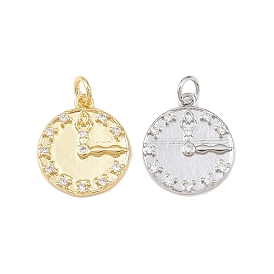 Латунные микропаве прозрачные подвески с фианитом, часы, с целью перехода в кольце, без кадмия и без свинца, стойки покрытие, долговечный