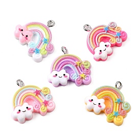 Подвески из смолы, радуга с облачными подвесками, с платиново-железными петлями