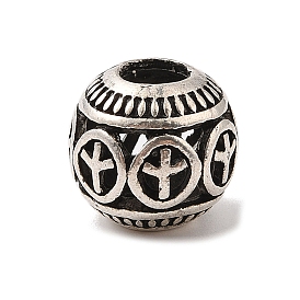 Tibetan Style Alloy European Beads, Large Hole Beads, Cadmium Free & Nickel Free & Lead Free, Round with Peace Sign