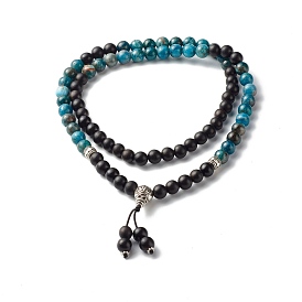 Collar colgante de cuentas de madera para hombres mujeres, collar de calabaza y calcedonia natural