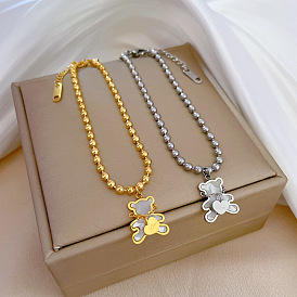 Élégant bracelet à chaîne minimaliste porte-bonheur mère ours d'amour - bestie vintage.