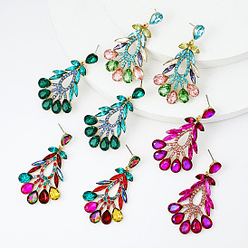 Sparkling Crystal Drop Earrings and Geometric Floral Ear Jackets Set