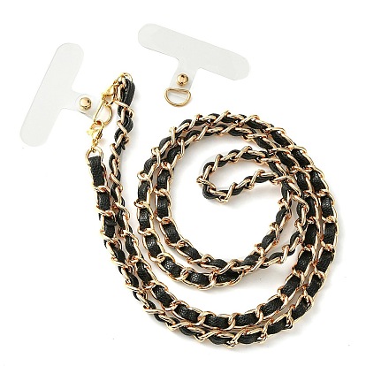 Alloy Chain with PU Leather Bag Straps, with TPU Mobile Phone Lanyard Patch, for Mobile Phone Accessories